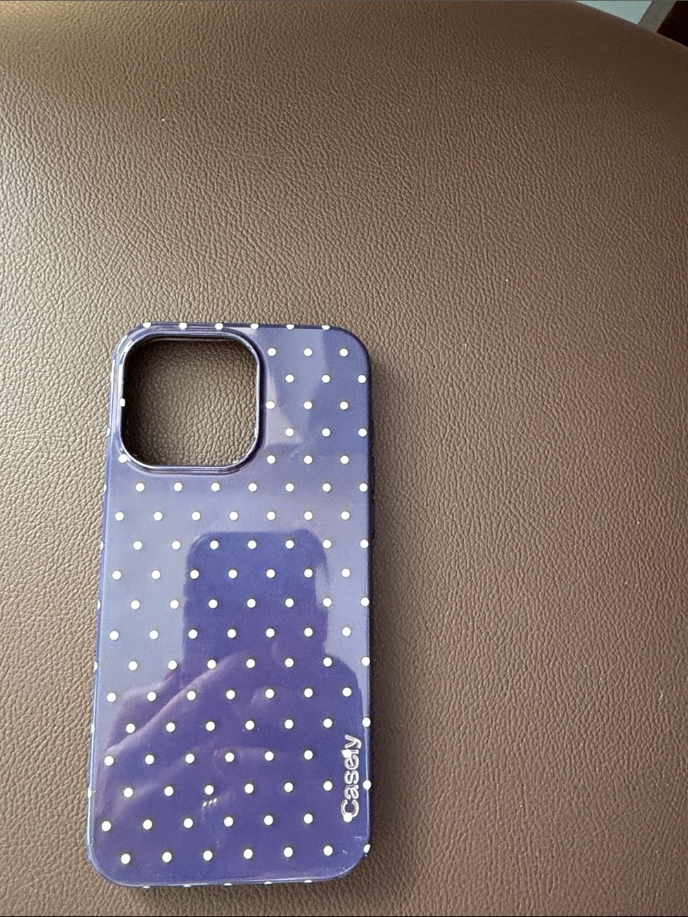 Casely Navy Blue with White Polka Dot Glossy Phone Case